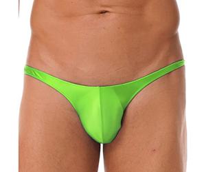 Oyolan String Sexy Homme Brillant Bikini Slip de Bain Tanga Thong G-String Jockstrap Maillot de Bain Underwear M-XXL Type A Vert Fluo XXL