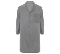 Oyolan Unisexe Blouse de Laboratoire Manteau de Travail Manches Longues avec Poches Antipoussière Uniforme Atelier Industrie L-5XL Gris L