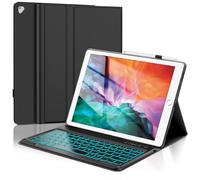 OYOSUOGG Étui avec clavier pour iPad Pro 12.9 1ère génération 2015 et 2ème génération 2017, clavier Bluetooth rétroéclairé 7 couleurs détachables avec support multi-angle, porte-stylet S, étui à rabat