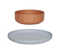 OYOY Assiette & bol Pullo 2 pièces Caramel-ice blue