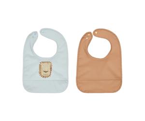 OYOY Bavoirs Lobo Lion 2 pièces Caramel-ice Blue