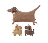 OYOY Mini Stoffier M107119 Chien en coton pour bébé et enfant Marron 36 x 35 x 16 cm / 17 x 14 x 6 cm