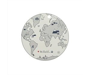 OyOy Mini World 1100920 Set de table rond pour enfant Motif carte du monde Lavable Ø 39 cm 100 % silicone