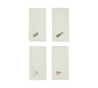 OYOY Serviette en coton New Year 45x45 cm lot de 4 Blanc cassé
