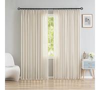 OYRING Rideaux plissés Extra Larges en Faux Lin filtrant la lumière, Rideaux plissés Semi-Transparents avec Crochets pour Salon, Lin Naturel (1 Panneau, 254 cm de Large x 213,4 cm de Long)