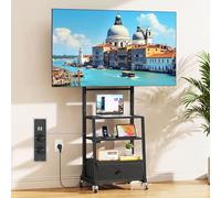 OYRREU Meuble TV Roulette avec Prise & Tiroir 32-75" VESA 600x400, Noir