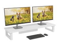 OYRREU Rehausseur Ecran, 91x26cm Rehausseur Ecran PC Bureau Support 2 Moniteur RéHausseur éCran Ordinateur, Support Double Ecran PC Laptop Monitor Stand Desk Shelf (Blanc, 91x26x12,5cm)