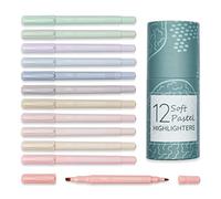 Oyster&Pop Lot de 12 surligneurs pastel à double pointe sans bavure | Fournitures d'annotation esthétiques | Marqueurs neutres mignons sans bavure pour journal | Pot à crayons cadeau