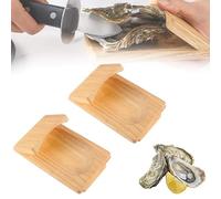Oyster Shucking Clamp, Oyster Shucking Knife Kit, Wooden Oyster Shucking Block, Handguard Oyster Shucking Clamp Seafood Tools (2 broad)