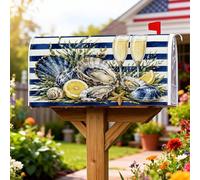 Oysters Couvertures magnétiques pour boîte aux lettres côtière, bleu citron, champagne, été, pour décoration de pelouse, 45,7 x 53,3 cm