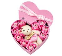 Oytrui 10 PCS de Fleur de Savon parfumé Box Rose Bouquet Festival pour Anniversaire Anniversaire Mariage (Rose)