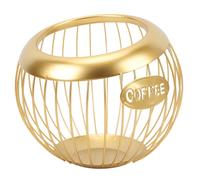 Oytrui Porte-dosettes de café, panier métallique en fer de grande capacité pour capsules de café, design compact pour comptoir, sachets de thé, fruits, bonbons (doré)