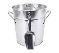 Oytrui Seau à Glace, Bac de Refroidissement à Bière en Plastique Rond en Tôle Galvanisée avec Couvercle de sécurité à Double Paroi, pour Bar, Fête à Domicile, Restaurant (Argent)