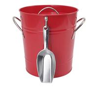 Oytrui Seau à Glace, Bac de Refroidissement à Bière en Plastique Rond en Tôle Galvanisée avec Couvercle de sécurité à Double Paroi, pour Bar, Fête à Domicile, Restaurant (Rouge)