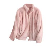 Oyuchga Veste en peluche chaude pour femme - Fermeture éclair - Manteau en peluche - Veste polaire décontractée - Col montant - Manches longues - Veste courte en polaire - Manteau d'hiver douillet, B