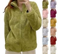 Oyuchga Veste en peluche chaude pour femme - Fermeture éclair - Manteau en peluche - Veste polaire - Décontractée - Col montant - Manches longues - Veste polaire courte - Manteau d'hiver - Manteau en