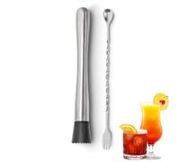 OYUUJII Pilon à Glace,Pilon à Cocktail en Acier Inoxydable et Cuillère de Bar Pilons Mojito Ensemble D'outils de Barre de Pilons Kit Cocktail pour Cocktails Mélange,Concasser des Glaçons,Mojito