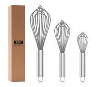 OYV Lot de 3 fouets professionnels en silicone gris pour la cuisine anti-rayures, acier inoxydable et silicone, fouet en caoutchouc plastique pour poêles antiadhésives, mèches en silicone