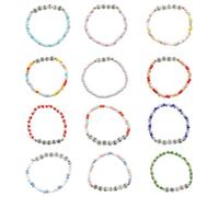 OYWOBET KPOP Lot de 12 bracelets de perles multicolores Noctilucent arc-en-ciel avec lettres pour meilleurs amis, fans d'anniversaire, fête d'amitié