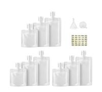 OYWOBET Lot de 12 trousses de toilette de voyage de 3 tailles 30 ml/50 ml/100 ml pour femme, pochettes pour articles de toilette avec petit entonnoir et étiquette