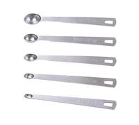 OYWOBET Lot de 5 cuillères à mesurer en acier inoxydable à tête ronde avec échelle 1/3, 1/4, 3/6, 1/8, 1/16 cuillère à café