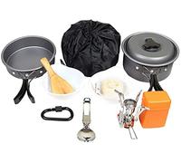 OYYMTE 16 pcs Camping Cookware Set Kit Message Sac à dos Cookset Randonnée en plein air Pique-nique Pique-nique Cuisine Anodisée Aluminium Pans Pans pliant ustensiles(12 Pcs B-Black)