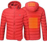 OYYMTE Doudoune chauffante à capuche for homme, légère, chaude et à température réglable, rechargeable par USB(Rosso,L)