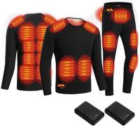 OYYMTE Ensemble haut et pantalon chauffants électriques 18 zones for homme, alimenté par USB, for moto, ski en extérieur(Noir,XX-Large)