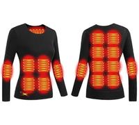 OYYMTE Sous-vêtements chauffants 16 zones de chauffage avec 3 réglages de température Haut thermique USB for le ski et la chasse en plein air(Womenblack,L)