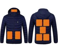 OYYMTE Veste chauffante for homme et femme 8 zones, coupe-vent, avec capuche (sans batterie)(Bleu,4XL(67.5-75kg))