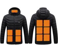 OYYMTE Veste chauffante for homme et femme, manteau électrique à capuche, chargeur USB, extérieur, hiver (sans batterie)(Noir,4XL(67.5-75kg))