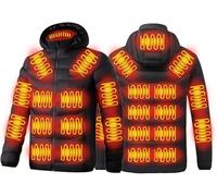 OYYMTE Vestes chauffantes for hommes - Gilet chauffant électrique - Veste chauffante d'extérieur à capuche avec 23 zones de chauffage et 3 niveaux(Zone 21 Noir,XL)