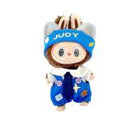 OYZOQ Vêtements pour labubu, Ensemble Complet Combinaison Bleue + Cravate + Couvre-Chef, adapté à la poupée Lab de 17 cm