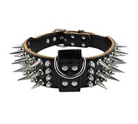 OYZY Collier De Chien en Cuir, 2.0" De Large Collier De Chien en Cuir Clouté Luxueux Colliers De Chien Cloutés À Pointes Pointues pour Rottweiler Pitbull Grands Chiens De Dressage X-Large