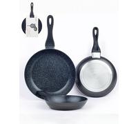 OZ HOME BAVARY Lot De Poele Induction, 3 Pcs: 20/24/28 Cm - Poele Anti Adhesive Granit - Poeles Sans PFOA Et Sans PTFE - Poeles Anti Adhesive Induction - Pour Tous Feux, Faitout Induction & Gaz