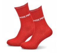 OZABI Chaussettes Femme Lurex Message Humoristique- 2143 ROUGE- 36/41