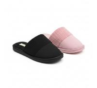 OZABI INFINITIF PARIS Pantoufles Mules Femme Pack 2 Paires Tige Côtelée Semelle Mousse