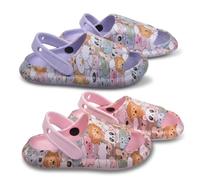 OZABI Pack 2 Paires Sabots Enfant - Imprimé Animaux Kawaii - Lanière Pivotante