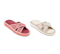 OZABI-Pantoufle Mule Femme Pack 2 Paires Sangles Croisees Imprimees MD10046 X2A 40