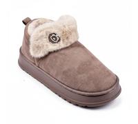 OZABI Pantoufles charentaises montantes homme - bottines fourrées à enfiler avec revers en fourrure et patch fantaisie - semelle EVA amortissante