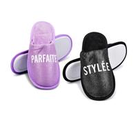 Ozabi Pantoufles Femme Lurex Glitter Mule Intérieur Semelle Nuage Mémoire de Forme Antidérapante Message Humoristique Mode Cocooning Chaussons Chauds Confort Maison Cadeau Femme