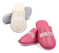 Ozabi Pantoufles Femme Lurex Glitter Mule Intérieur Semelle Nuage Mémoire de Forme Antidérapante Message Humoristique Mode Cocooning Chaussons Chauds Confort Maison Cadeau Femme