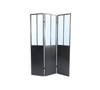 OZAIA - Paravent Miroir Atelier Industriel 3 pans - Métal - H. 180 x L. 122 cm - Noir - Coventry