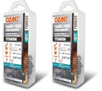 OZAKI - Chaîne Tronçonneuse 3/8 LP E57 - Titanium - Jauge 1,3 mm (0,05") - Profil de Gouge Semi-Carré - 57 Entraîneurs (Lot de 2)
