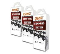 OZAKI - Chaîne Tronçonneuse .325 E76 - Semi-Pro - Jauge 1,5 mm (0,058") - Profil de Gouge Semi-Carré - 76 Entraîneurs (Lot de 3)