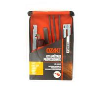 OZAKI - Kit D'Affûtage Complet - Comprend 1 Manche De Lime En Bois, 1 Jauge De Profondeur, 1 Porte Lime, 1 Curette, 3 Limes Rondes Ø: 4, 4.8, 5.5 mm, Lime Plate - Coque Et Sacoche De Transport
