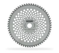 OZAKI - Lame pour Débrousailleuse - 60 Dents à Pointe Carbure - Largeur de Coupe : 255 mm - Alésage : 25,4 mm - Épaisseur 1,4 mm