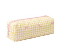 OZAOZ Trousse à crayons pour bureau, université, école, sac de rangement - Boîte de rangement - Trousse de maquillage esthétique et mignonne pour filles, garçons, enfants (nœud jaune)