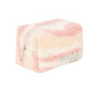 OZAOZ Trousse de maquillage à carreaux en peluche - Joli sac à main à carreaux - Jolie trousse de toilette de voyage - Pochette de rangement souple pour femmes et filles, Rose arc-en-ciel, Trousse de