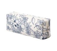 OZAOZ Trousse de maquillage pour femme en velours côtelé - Organiseur de voyage pour outils - Petite pochette pour sac à main, pochette de rangement portable à fermeture éclair pour femme, Fleurs bleu